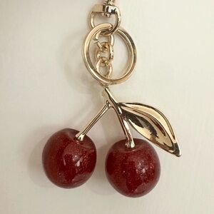 Cherry Keychain with Gold Accents